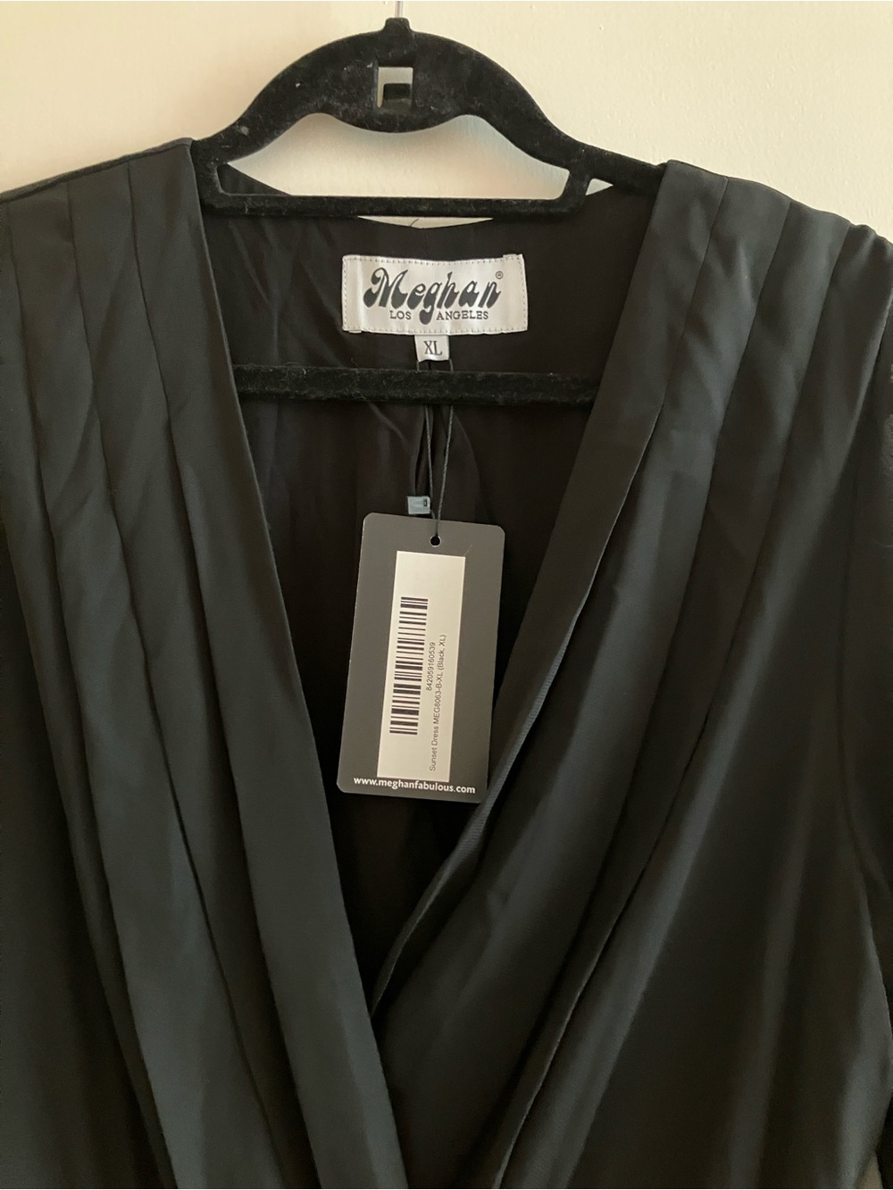 Meghan LA Black Draped V-Neck Dress - Picture 2 of 2